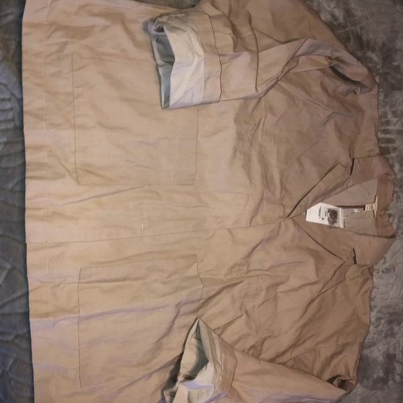 EILEEN FISHER Khaki ORGANIC Cotton Steel OVERSIZED JACKET M $298 NWT - Picture 5 of 11